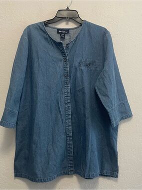 Denim&Co Blue Casual Denim Button-Down Shirt